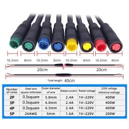 M6/m8 2 3 4 5 6 pinos 20cm e-bike sensor de velocidade macho para fêmea cabo conector de extensão bicicleta elétrica à prova dwaterproof água ebike fio - Image 2