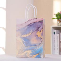 Saco De Presente De Papel Com Design De Mármore, Bolsa Para Aniversário, Presente De Casamento, Decoração De Festa, Suprimentos De Embalagem, Artesanato De DIY, 5Pcs - Image 5