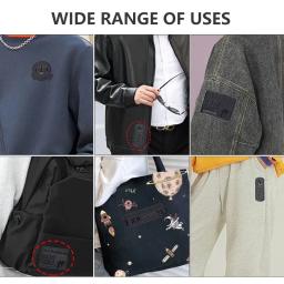 Auto-adesivo preto bordado tecido Patch, roupas de couro, Mend Decore, Iron On Patch, Vestuário Costura Patches para Vestuário, 6pcs - Image 3