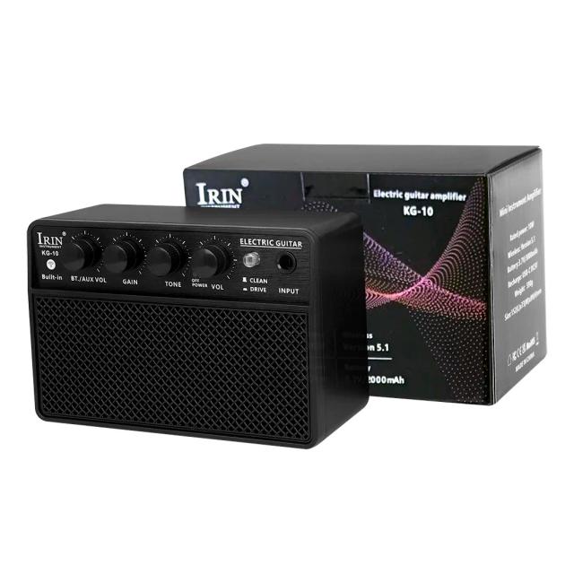 Amplificador portátil de guitarra 10W com interface universal e design leve para músicos em movimento
