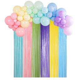 Cortina de franja colorida para menina, cenários macaron, cortina de ouropel, sereia unicórnio, decoração de casamento, casamento, 2pcs - Image 1
