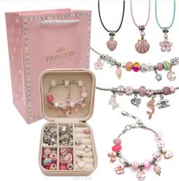Kit de fazer jóias charme pulseira colar presente liga contas conjunto diy brinquedos para crianças pulseiras presentes aniversário para meninas 2023 - Image 1