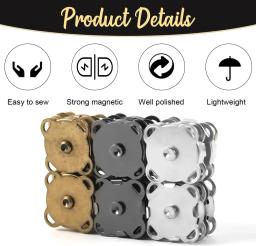 Fixadores de pressão magnética Fechos Botões, bolsa, bolsa, carteira artesanato, saco peças, mini adsorção fivela, artesanato DIY, atacado, 1-20 conjunto - Image 3