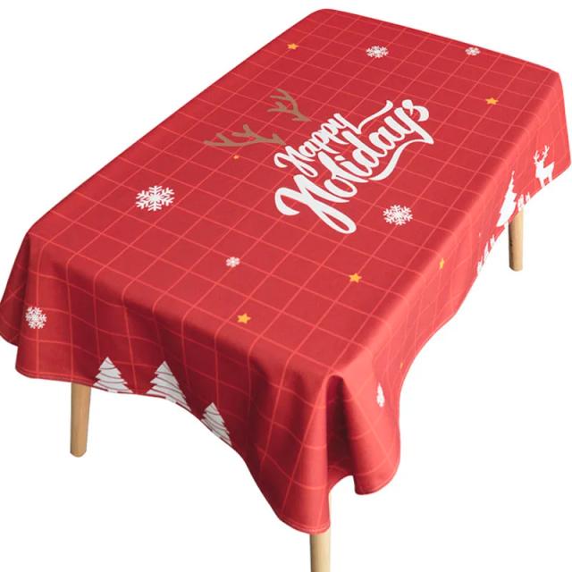 Toalha de Mesa Impermeável e Anti-Oleo para Festas de Natal e Decorações de Férias com Estampa Artística