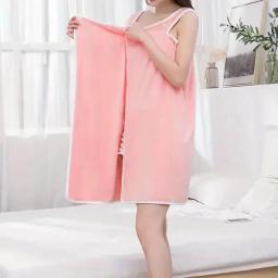 Toalha de banho Wearable com Bowknot para adultos, saia coral Velvet Bath, secagem rápida, absorção de água, sem perda de cabelo Bath Su, 1PC - Image 2