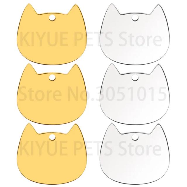 Colar de Aço Inoxidável com Pingente em Forma de Gato - 100 Peças Personalizáveis com Nome do Cão em Metal Branco