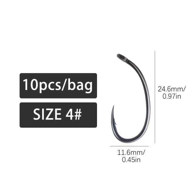 Gancho de Pesca Klor Carpa Liga de Aço Farpado 10 pçs