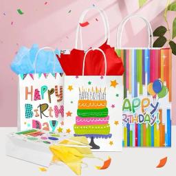 Desenhos animados customizáveis sacolas de compras, sacos de papel kraft, embalagem de presente, festa de aniversário, atacado, 40pcs - Image 4
