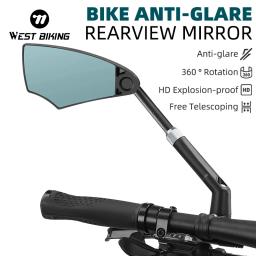 West biking-bicicleta espelho retrovisor, acessórios ampla gama guidão, espelho retrovisor, anti-reflexo, acessórios de ciclismo - Image 1
