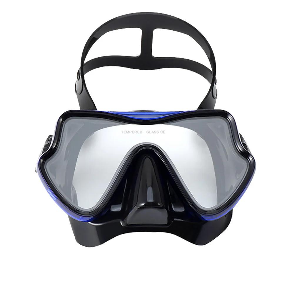 Máscara de mergulho óculos de natação snorkel saia de silicone vidro temperado panorâmico hd para adultos jovens anti-nevoeiro com capa de nariz - Image 1
