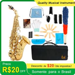 SLADE Saxofone Soprano Goden Profissional B Saxofone Plano Instrumento de Sopro Sax com Caixa Pano de Limpeza Peças de Alça de Pescoço - Image 1