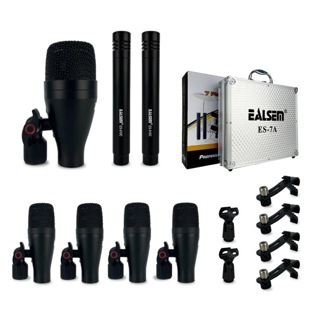 Kit de Microfone Dinâmico EALSEM-Wired: Performance Profissional para Instrumentos Musicais em Show e Bandas com 5 a 7 Peças