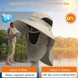 Proteção UV Pesca Chapéus de sol para homens e mulheres, pára-sol ao ar livre, Fisherman Sunscreen Cap, Caminhadas e Camping Hat, Big Eaves removíveis - Image 2