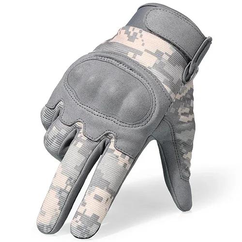 Luvas Táticas de Camuflagem para Airsoft e Paintball - Equipamentos de Proteção Masculina para Combate e Trabalho com Dedo Cheio em Borracha.