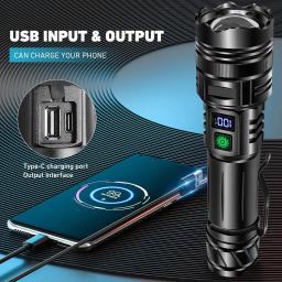 Lanterna tática de alta potência de longo alcance, lanterna LED recarregável, Zoomable Camping Torch, lâmpada de emergência ao ar livre, mais poderosa - Image 5