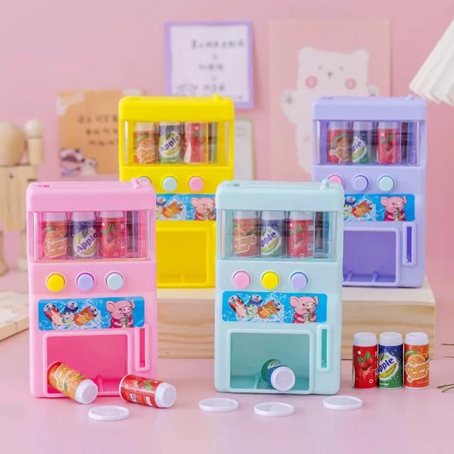 Máquina de Venda Automática Self-Service com Mini Moedas e Brinquedos de Simulação para Crianças - Cor Aleatória e Bebidas de Brinquedo, 1 Unidade