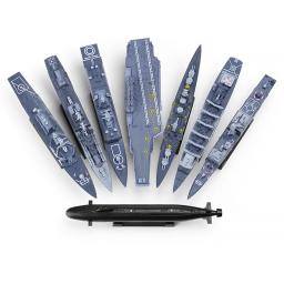 Navio de guerra Aircraft Carrier Set para meninos, modelo de navio montado, fragata Cruiser, navio de batalha submarino, brinquedos de aniversário, 4D, 8 pcs - Image 2