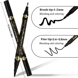 Dupla ponta preta caligrafia escova caneta, letras canetas, Art Marker, caneta branca para iniciantes, escrevendo esboços, desenho da arte, 3 pcs, 6pcs - Image 2