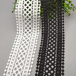 1 metro preto branco oco para fora a fibra de leite bordado laço fita 7cm de largura diy vestuário costura tecido artesanato artesanal material - Image 1