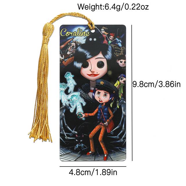 Marcador Acrílico Criativo com Borla Inspirado em Coraline: Acessórios de Leitura e Presentes Perfeitos para Estantes de Livros