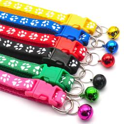 Coleira com print de pata de gato e cachorro, colar com pingente de sino, ajustável, 12 cores, acessórios para animais de estimação, produtos para gato, 1pc. - Image 3