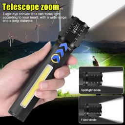 Lanterna LED de Alta Potência, Ultra Brilhante, Contas T6 Lâmpada, Tocha Impermeável, Zoomable, 5 Modos de Iluminação, USB Multi-função, Holofote - Image 1