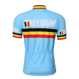 Bélgica corrida camisa de ciclismo dos homens manga curta conjunto bicicleta terno mtb roupas triathlon retro skinsuit verão bib shorts azul - Image 5