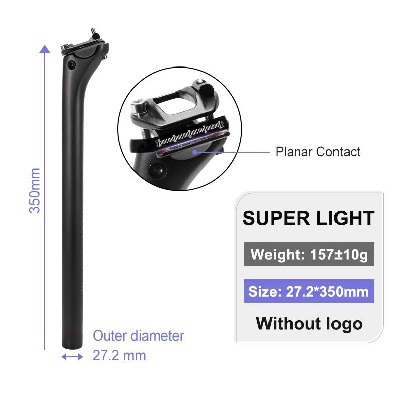 Toseek selim de carbono 27.2 31.6mm comprimento 400mm preto fosco mtb bicicleta de estrada espigão tubo do assento peças da bicicleta mtb canoa carbono - Image 1