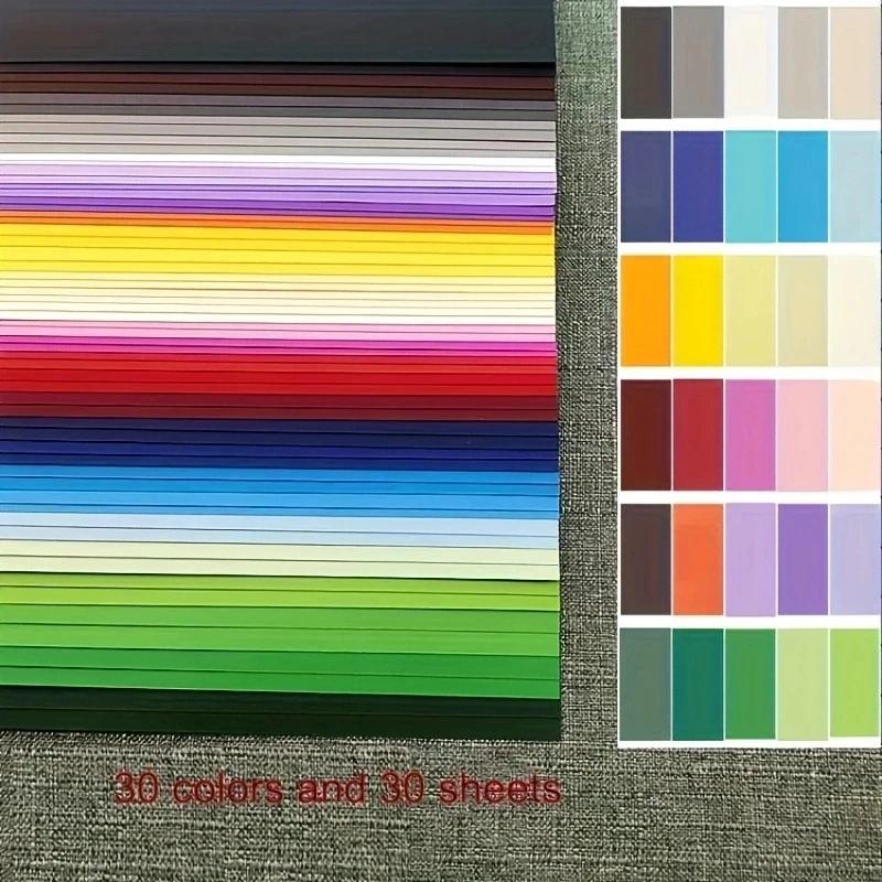Papel Colorido para Fazer Cartões, Estoque de Cartões, Scrapbook, Artesanato DIY, Cartões A4, 30 Folhas Coloridas, 30 Cores, 230 gsm - Image 1