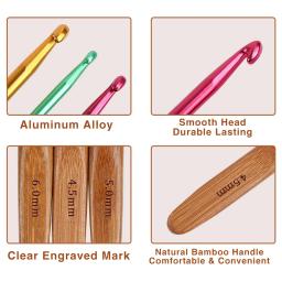 9Pcs Bambu Agulhas De Tricô Set Crochet Ganchos 2-6mm Crochet para Weave Fio Handle Agulhas De Costura Ferramenta Knitting Crochet Kit - Image 6