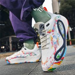 Tênis de basquete masculino amortecimento respirável antiderrapante wearable tênis de corrida ginásio treinamento atlético tênis de basquete para mulher - Image 5
