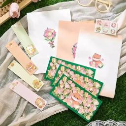 Envelopes florais bonitos com almofadas da letra, selo adesivos, marcadores kawaii, cartões postais, tampa dos cartões, papelaria coreano, 22pcs, conjunto - Image 5