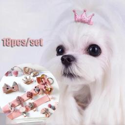 18 pçs/set bonito pequenos cães arcos hairpin acessórios para o cabelo do animal de estimação cães pequenos gato festa de casamento grooming acessórios - Image 1