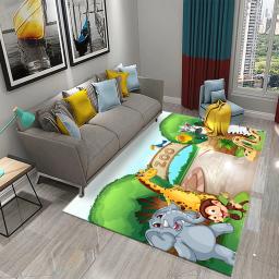Jardim zoológico dos desenhos animados tapete bonito animal flor tapetes crianças meninos quarto antiderrapante área de jogo tapetes casa sala de estar cozinha decoração do assoalho - Image 3