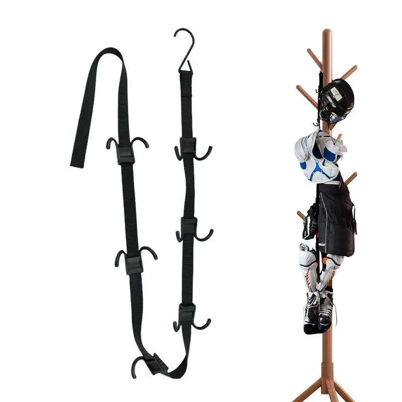 Hóquei portátil engrenagem rack cinta organizador cabide de engrenagem de hóquei portátil rack de secagem com 12 ganchos equipamentos de hóquei cinta esportes - Image 1