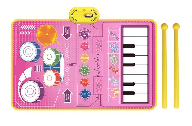 Tapete de Jogo Musical Infantil 80x50cm com 6 Instrumentos e Sons