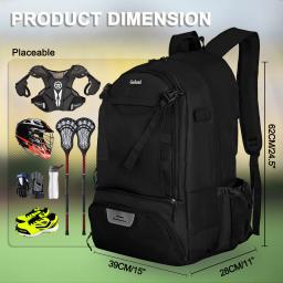 Mochila grande do equipamento do Lacrosse, 2 varas titular, compartimento separado das travas, Saco do hóquei do campo - Image 4
