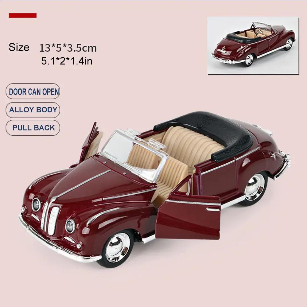 Modelo de carro diecast vintage, réplica miniatura do veículo, clássico puxar para trás, liga, coleção, decorar presentes, criança, 1:32 - Image 1