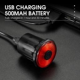 Luz traseira de bicicleta inteligente, Detecção de freio automático, MTB Road Bike, Lanterna LED à prova d'água, Lâmpada de carregamento USB - Image 6