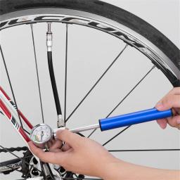 Bomba de bicicleta com medidor de pressão portátil bomba de bicicleta mini bomba de mão multifuncional ciclismo bomba de ar bola brinquedo inflator de pneus - Image 1
