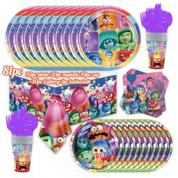 Disney Theme Party Decoração Supplies Set for Children, Inside Out 2 Balões de Aniversário, Copos De Papel, Pratos, Guardanapos, Kit Deco - Image 5