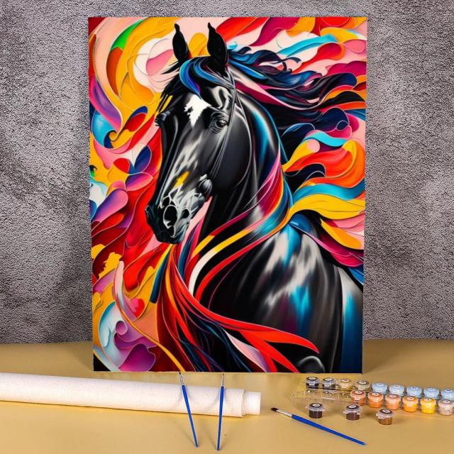 Kits de Pintura à Mão para Adultos: Colorir por Números, Arte Abstrata de Animais em Canvas para Decoração de Parede e Casa