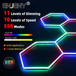 Decoração de entretenimento efeito especial hexágono iluminação rgb luz palco multiform controle remoto diy montado - Image 2