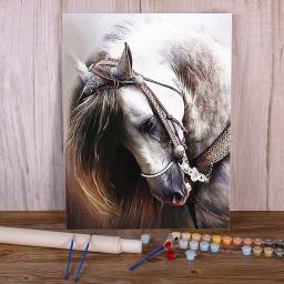 Kit completo de tintas a óleo para decoração de casa, pintura por números, animais, cavalo, óleo, pintura sobre tela, artesanato, arte, 50*70 - Image 1