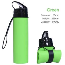 Copo de água leve portátil, garrafa esportiva de silicone, reutilizável, dobrável, destacável com tubos de sucção, acessórios ao ar livre, 600ml - Image 2