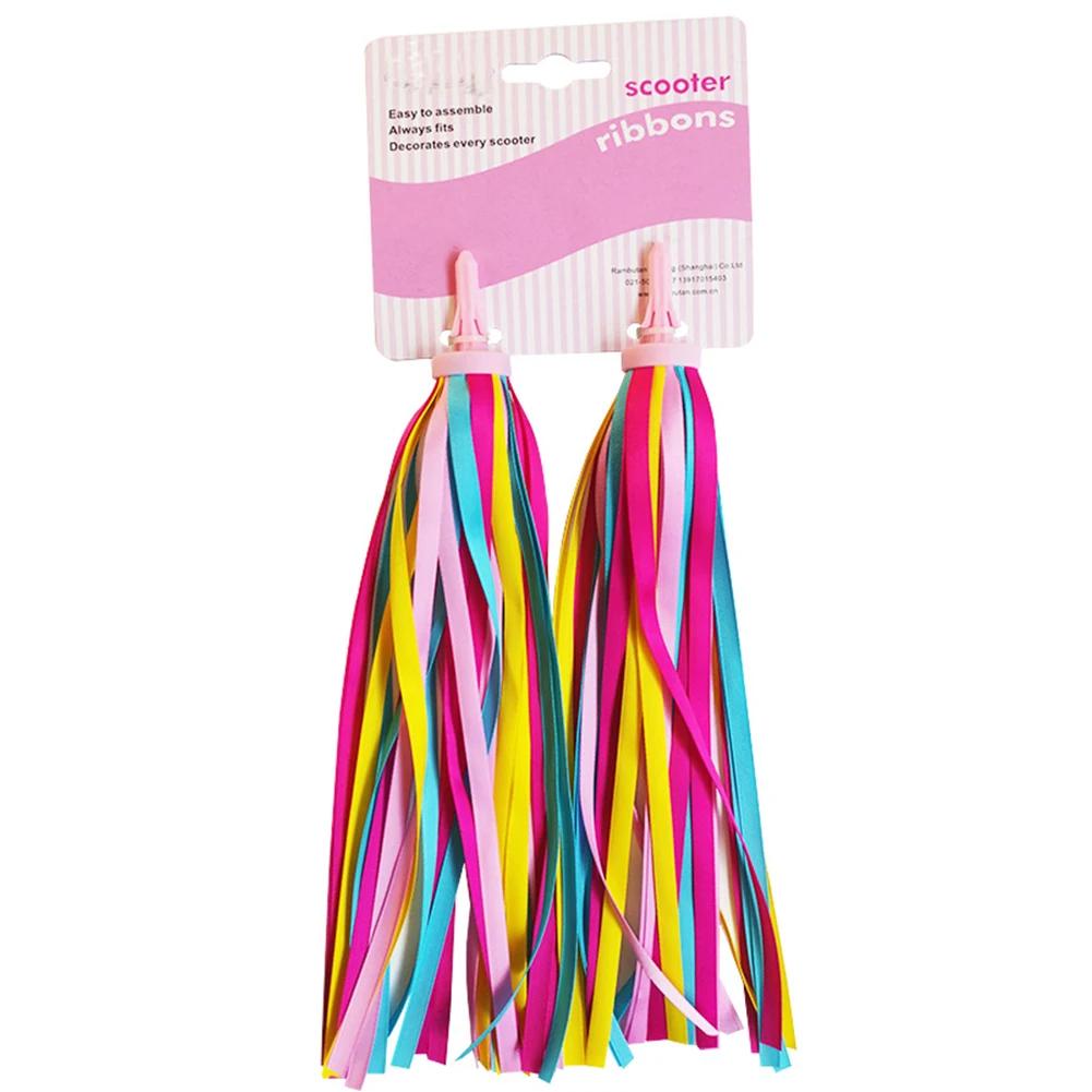 Bicicleta colorida guiador fita com borla para crianças, decoração bicicleta, ciclismo acessórios, 2pcs - Image 1