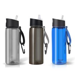 Garrafa bebida água com filtro e canudo, 650ml 0.01micron garrafa água reutilizável dropshipping - Image 2