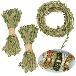 5 metros/lote fio de juta natural 5mm fita de folha de serapilheira com folhas verdes de videira artificial para artesanato diy decoração de festa de jardim de casamento - Image 1