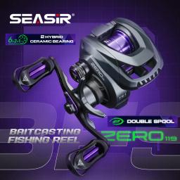 Seasir zero119 bfs carretel de pesca de arremesso fibra de carbono 119g 2 rolamento cerâmico híbrido 7.6:1 8 + 1bb arrasto máximo 4kg carretéis duplos - Image 1