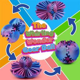 3D Impresso Engrenagem Bola Spin Ball Wonder Fidget Toy Gear Ball Fidget Toy Brinquedo de mesa para necessidades sensoriais e autismos - Image 2
